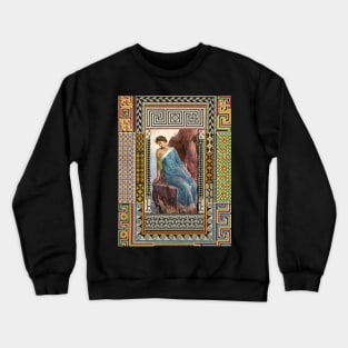 ANTIQUE ROMAN WOMAN FIGURE WITH POMPEII MOSAICS PATCHWORK Crewneck Sweatshirt